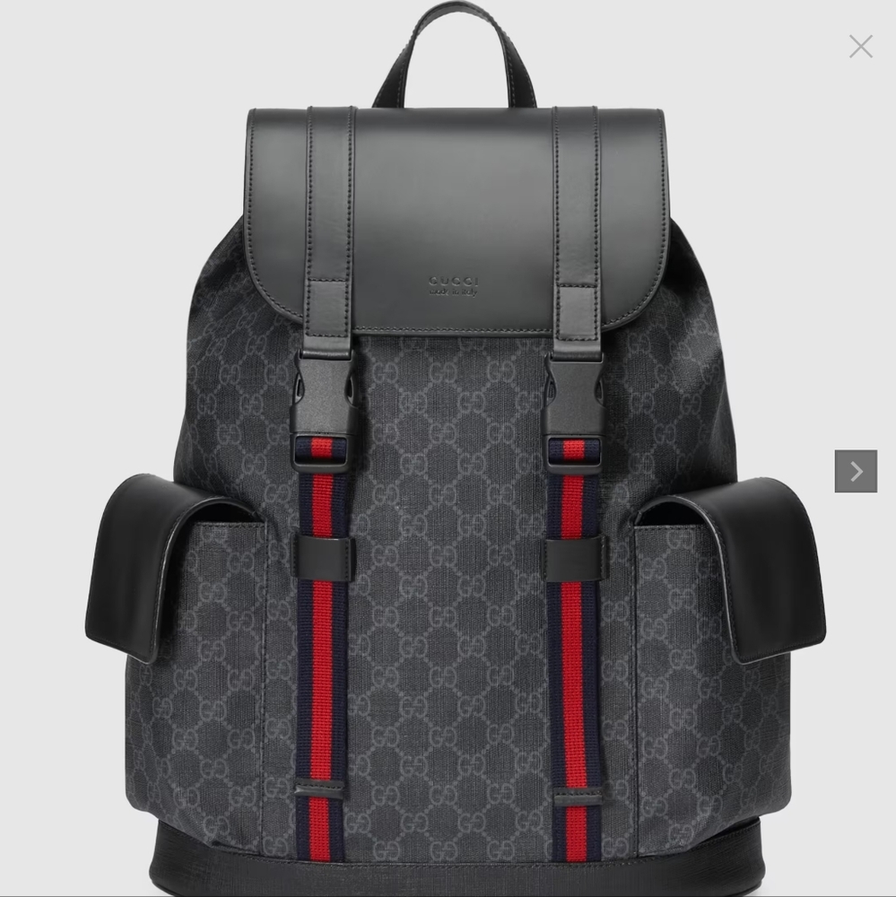 GUCCI Black/Grey Supreme Canvas Backpack- available in store $2,250 + tax - Picture 13 of 13